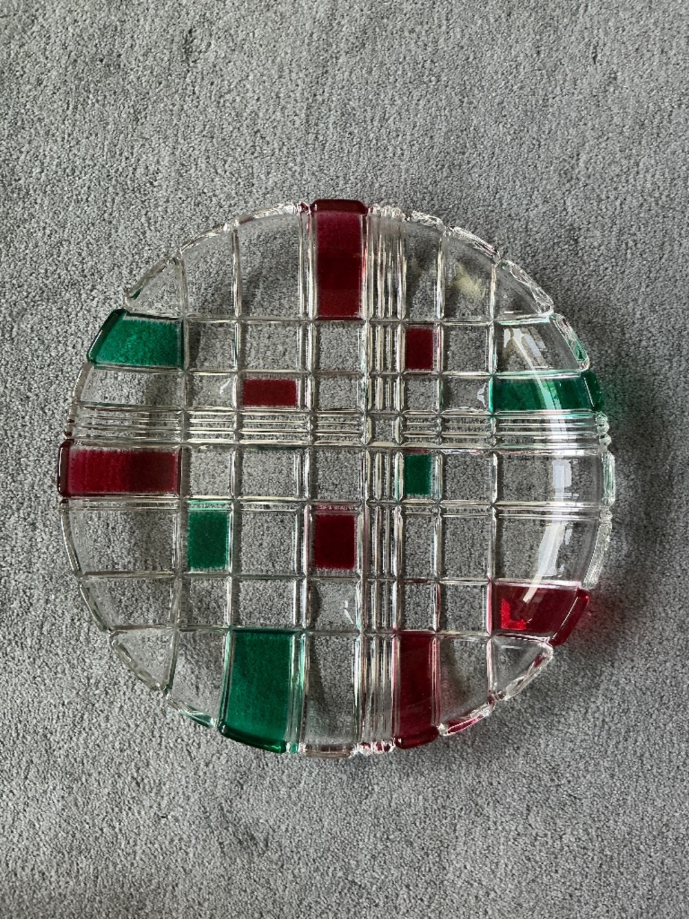 Vintage Christmas glass serving plate
